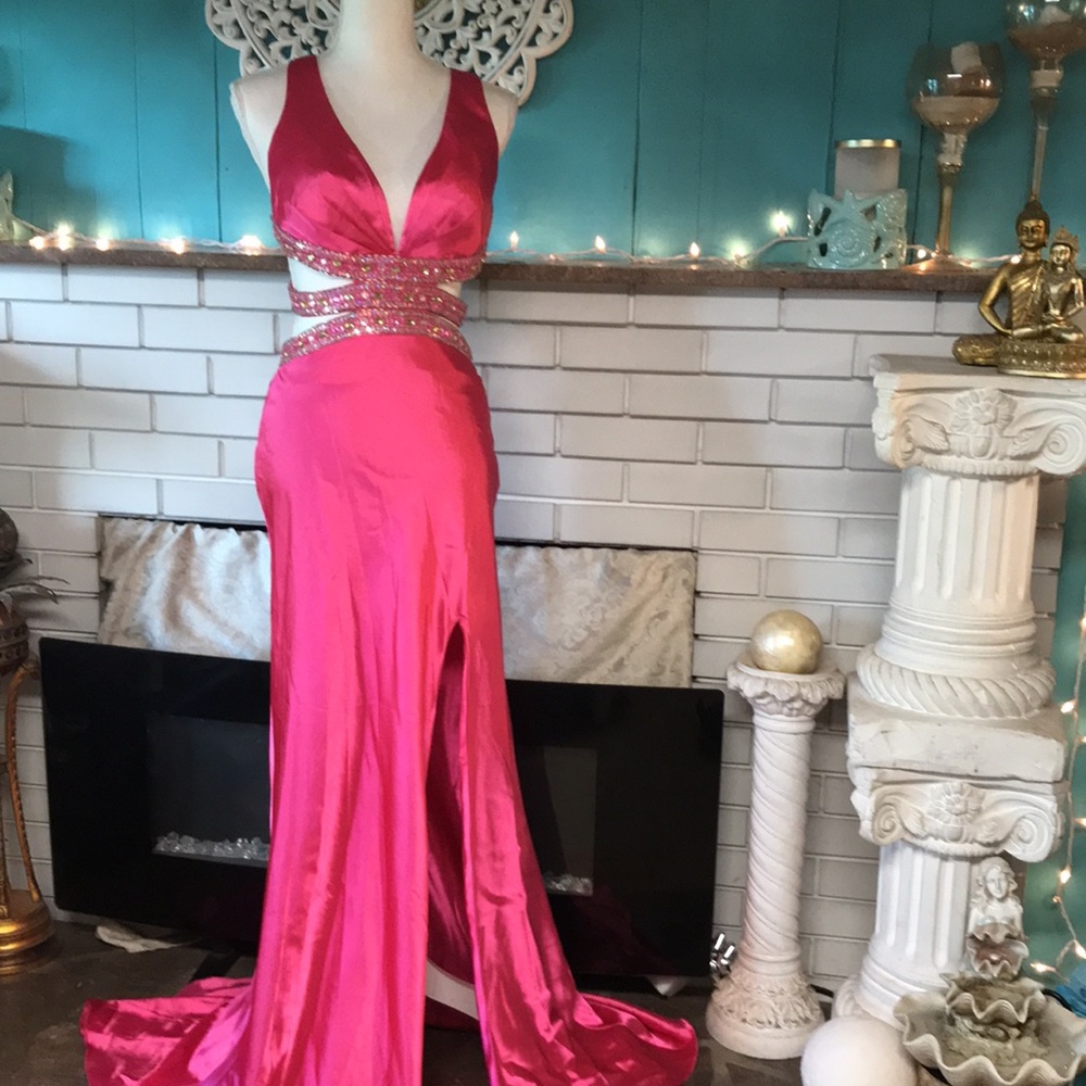 Glam Gurlz fuchsia gown. New with tags.